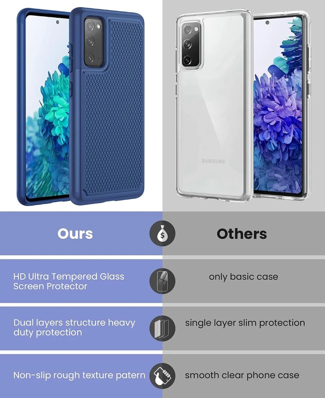 Alt view image 6 of 7 - for Galaxy S20 FE 5G Case: Dual Layer Non Slip Navy Blue