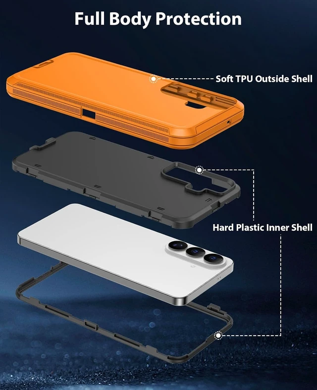 Alt view image 7 of 7 - for Galaxy S26 5G Case Heavy Duty Rugged Protection Orange