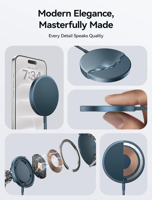Alt view image 5 of 7 - Magnetic Wireless Charger for MagSafe Charger for iPhone 18 Pro/Duo