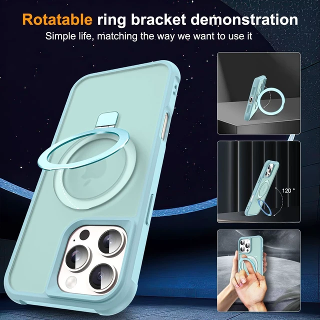 Alt view image 2 of 7 - Compatible with iPhone 16 Pro Max Case with Stand Blue