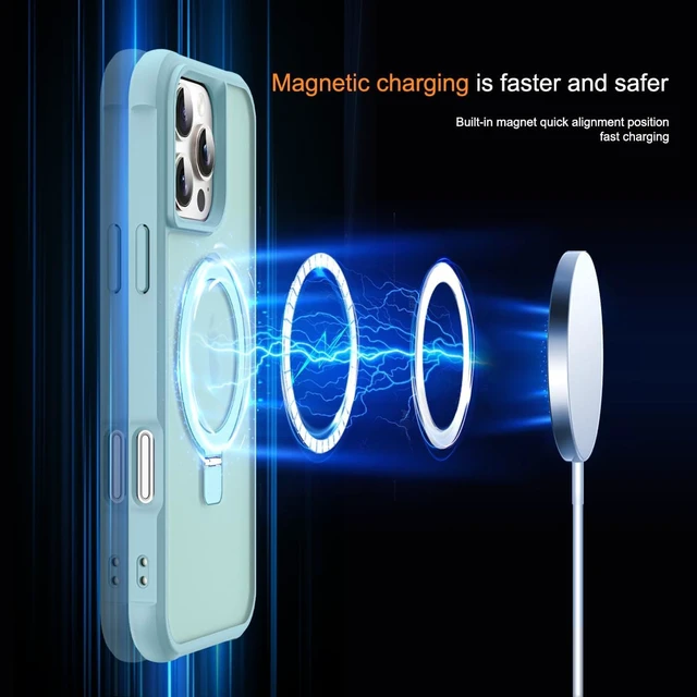 Alt view image 3 of 7 - Compatible with iPhone 16 Pro Max Case with Stand Blue
