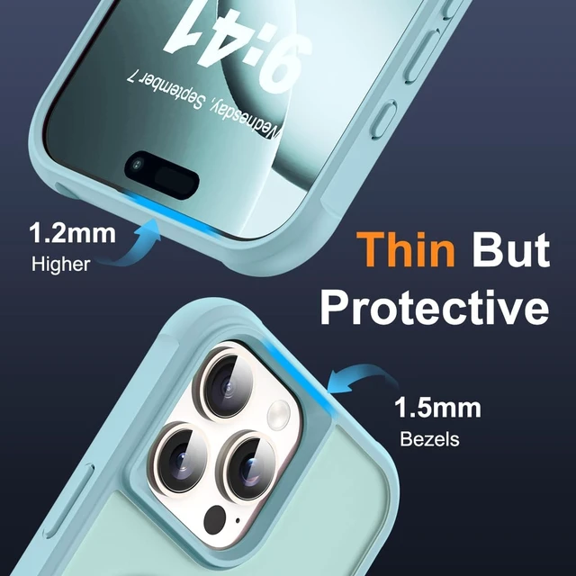 Alt view image 6 of 7 - Compatible with iPhone 16 Pro Max Case with Stand Blue