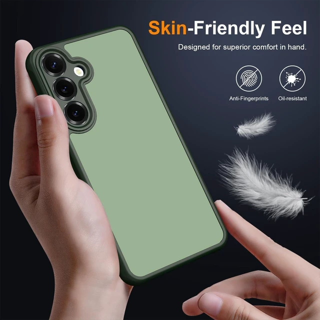 Alt view image 2 of 7 - for Galaxy S25 Plus Case Matte Dual-Tone Non-Slip Anti-Fingerprint Slim Design with Screen Protector Hybrid Soft TPU Bumper Hard PC Back Protective Phone case for Galaxy S24 Plus Green