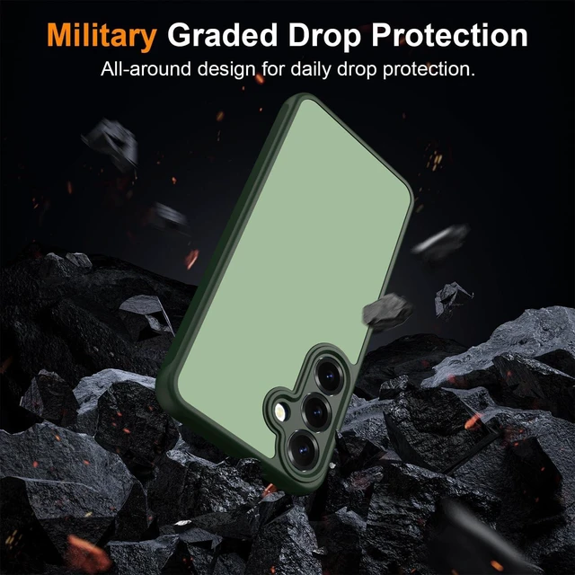 Alt view image 4 of 7 - for Galaxy S25 Plus Case Matte Dual-Tone Non-Slip Anti-Fingerprint Slim Design with Screen Protector Hybrid Soft TPU Bumper Hard PC Back Protective Phone case for Galaxy S24 Plus Green