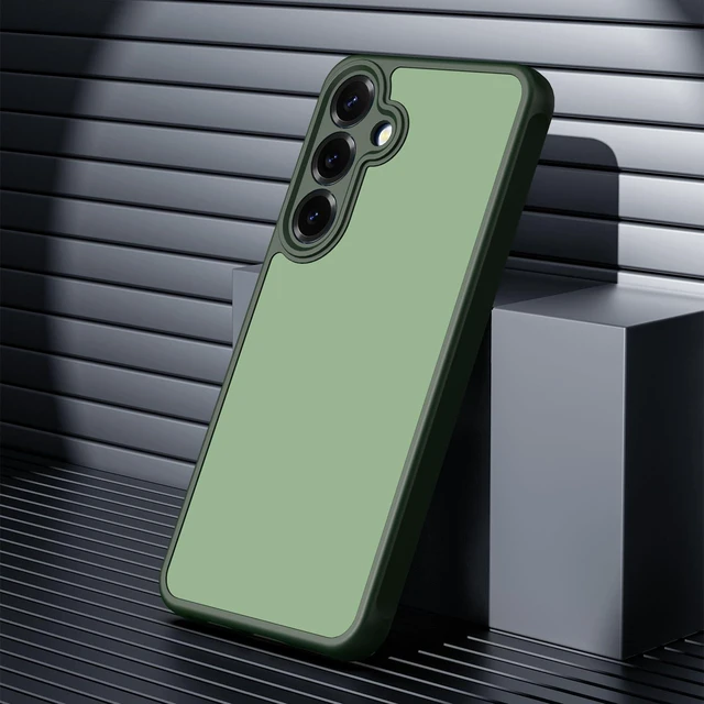 Alt view image 5 of 7 - for Galaxy S25 Plus Case Matte Dual-Tone Non-Slip Anti-Fingerprint Slim Design with Screen Protector Hybrid Soft TPU Bumper Hard PC Back Protective Phone case for Galaxy S24 Plus Green