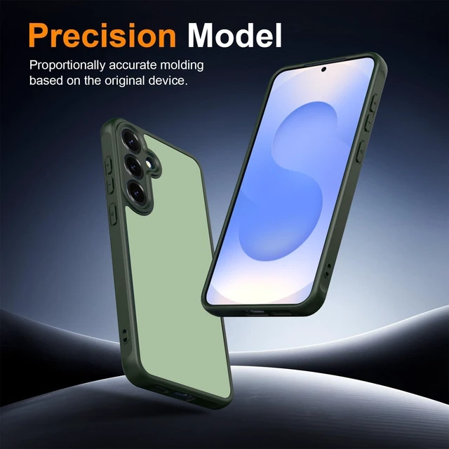 Alt view image 6 of 7 - for Galaxy S25 Plus Case Matte Dual-Tone Non-Slip Anti-Fingerprint Slim Design with Screen Protector Hybrid Soft TPU Bumper Hard PC Back Protective Phone case for Galaxy S24 Plus Green