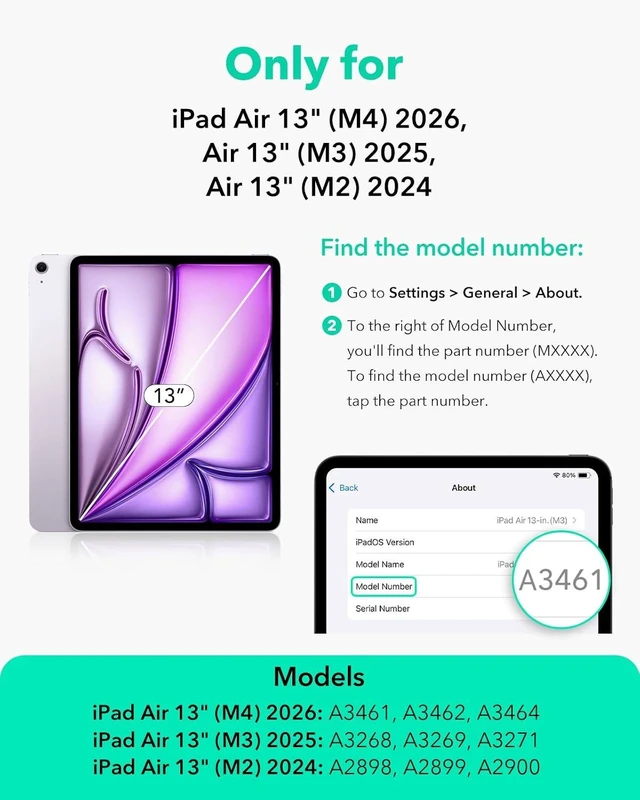 Alt view image 2 of 7 - for iPad Air 13 Inch Case M4/M3/M2 (2026/2025/2024) Black
