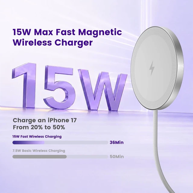 Alt view image 2 of 7 - 15W Wireless Charger for MagSafe Charger Magnetic Fast Charging Pad