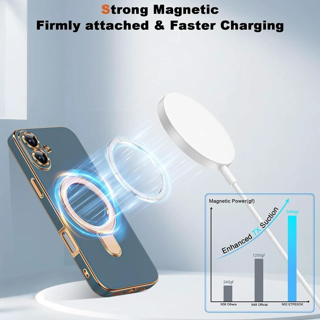 Alt view image 5 of 7 - Plating Phone Case for iPhone 17 with Stand 6.3 Grey Blue