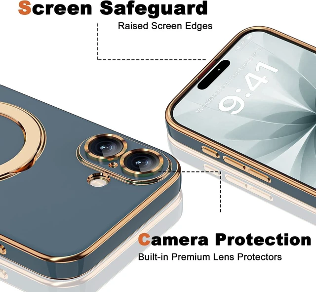 Alt view image 7 of 7 - Plating Phone Case for iPhone 17 with Stand 6.3 Grey Blue