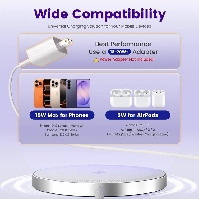 Alt view image 3 of 7 - 15W Wireless Charger for MagSafe Charger Magnetic Fast Charging Pad