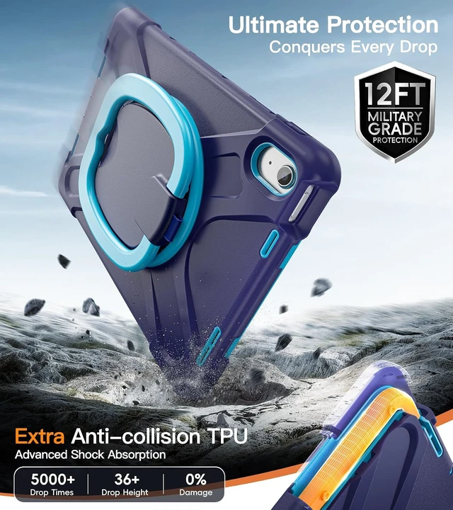 Alt view image 4 of 7 - Case for iPad (A16) 11th/10th Gen 11/10.9 2025/2022 Navyblue