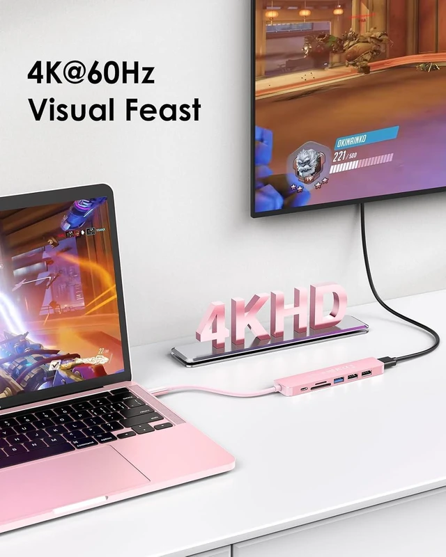 Alt view image 2 of 6 - 7-in-1 USB C Hub 4K@60Hz HDMI 100W PD Card Reader USB 3.0 & 2.0
