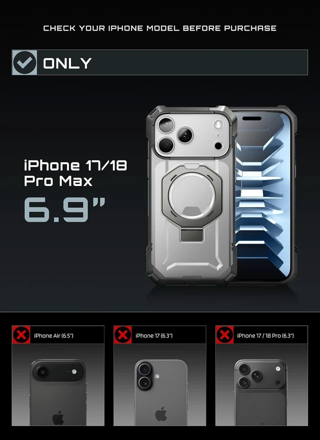 Alt view image 2 of 7 - for iPhone 18 Pro Max Case/ 17 Pro Max Case with Stand Gray