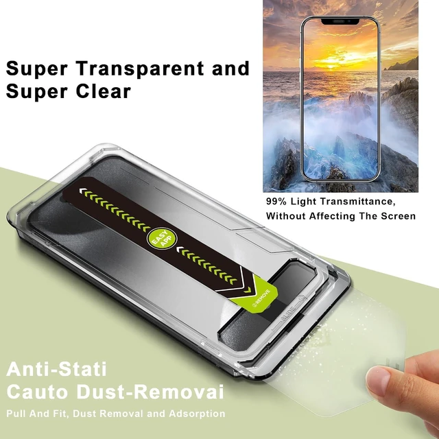 Alt view image 2 of 6 - 2 Pack Ultra HD Clear Screen Protector for iPhone 11/XR (6.1-Inch) 9H Tempered Glass Full Coverage Anti-Fingerprint Auto Dust Removal Bubble-Free Easy Installation
