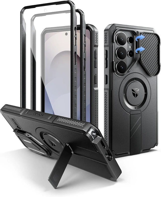 Main image of for Galaxy S26 Ultra Case with Camera Cover & Adjustable Kickstand & Screen Protector Compatible with MagSafe Rugged Shockproof Bumper Cases Magnetic Protective Cover(2026) 6.9 Black
