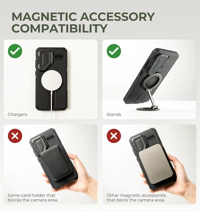 Alt view image 4 of 7 - for Galaxy S26 Ultra Case with Camera Cover & Adjustable Kickstand & Screen Protector Compatible with MagSafe Rugged Shockproof Bumper Cases Magnetic Protective Cover(2026) 6.9 Black
