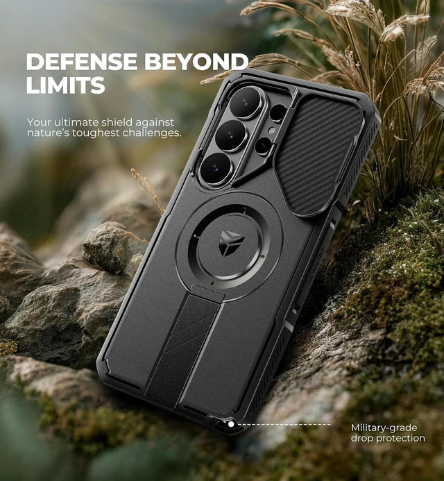 Alt view image 7 of 7 - for Galaxy S26 Ultra Case with Camera Cover & Adjustable Kickstand & Screen Protector Compatible with MagSafe Rugged Shockproof Bumper Cases Magnetic Protective Cover(2026) 6.9 Black