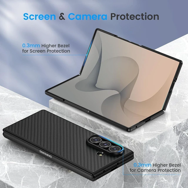 Alt view image 4 of 7 - Case for Z Fold 8 Ultra with Privacy Screen Protector Carbon Fiber