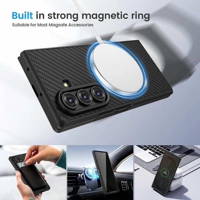 Alt view image 5 of 7 - Case for Z Fold 8 Ultra with Privacy Screen Protector Carbon Fiber