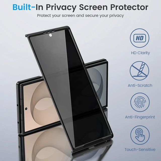 Alt view image 3 of 7 - Case for Z Fold 8 Ultra with Privacy Screen Protector Carbon Fiber