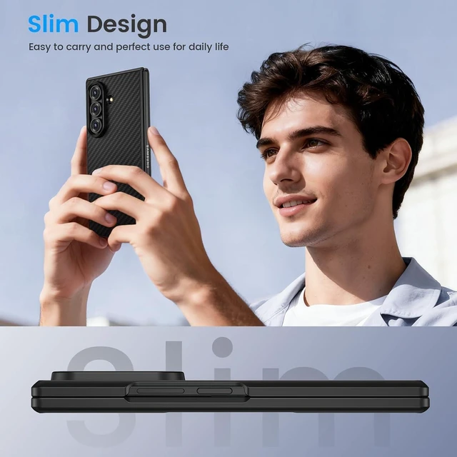 Alt view image 7 of 7 - Case for Z Fold 8 Ultra with Privacy Screen Protector Carbon Fiber
