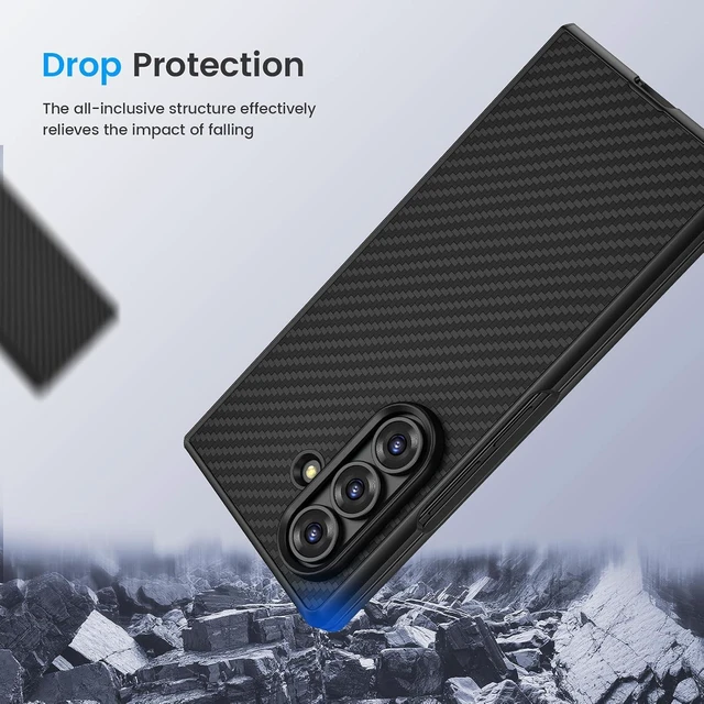 Alt view image 6 of 7 - Case for Z Fold 8 Ultra with Privacy Screen Protector Carbon Fiber