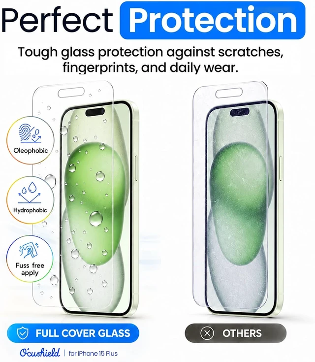 Alt view image 6 of 7 - Anti Blue Light Tempered Glass Screen Protector of iPhone 15 Plus (6.7) Blocks Blue Light Prevents Eye Strain & Helps You Sleep Better 9H Hardness & Case Friendly