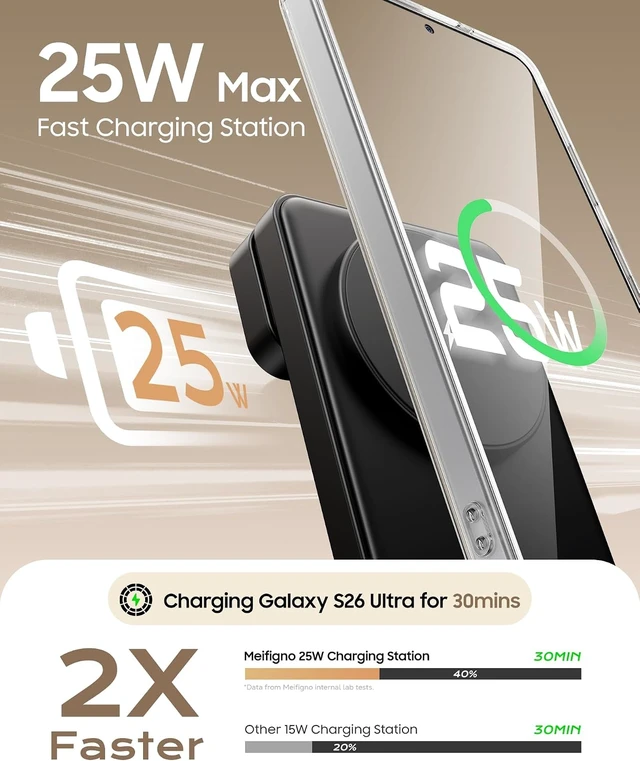 Alt view image 2 of 7 - 25W Fast 3 in 1 Magnetic Foldable Charging Station for
