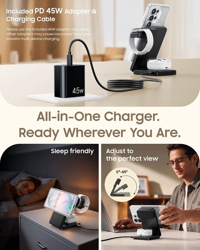Alt view image 5 of 7 - 25W Fast 3 in 1 Magnetic Foldable Charging Station for