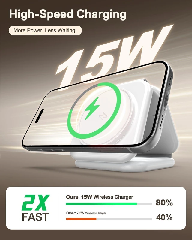 Alt view image 3 of 7 - 15W Magnetic Travel Charging Station 3-in-1 Foldable MagSafe Charger