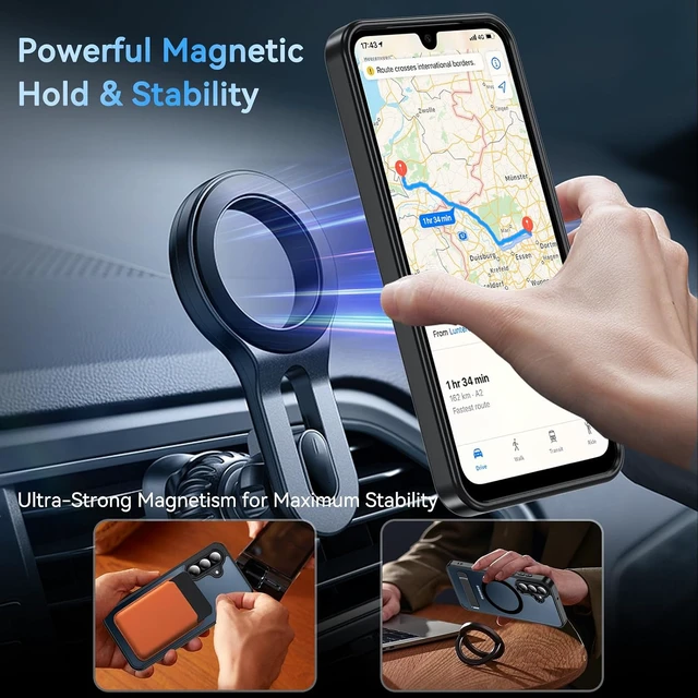 Alt view image 4 of 7 - for Galaxy A17 5G Magnetic Case with Stand Black