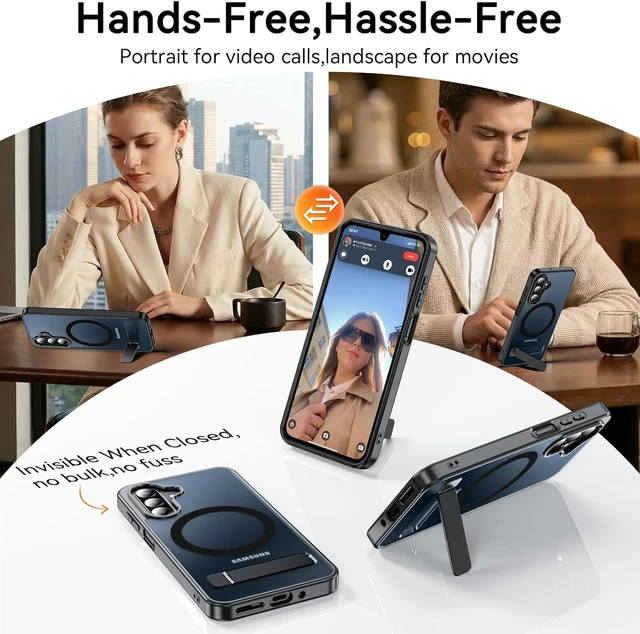Alt view image 7 of 7 - for Galaxy A17 5G Magnetic Case with Stand Black