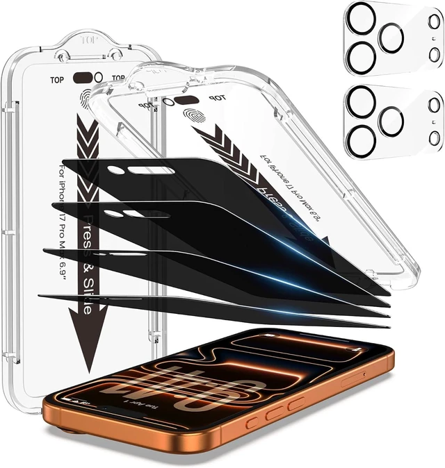 Main image of -4+2 Pack for iPhone 17 Pro Max Privacy Screen Protector (6.9)