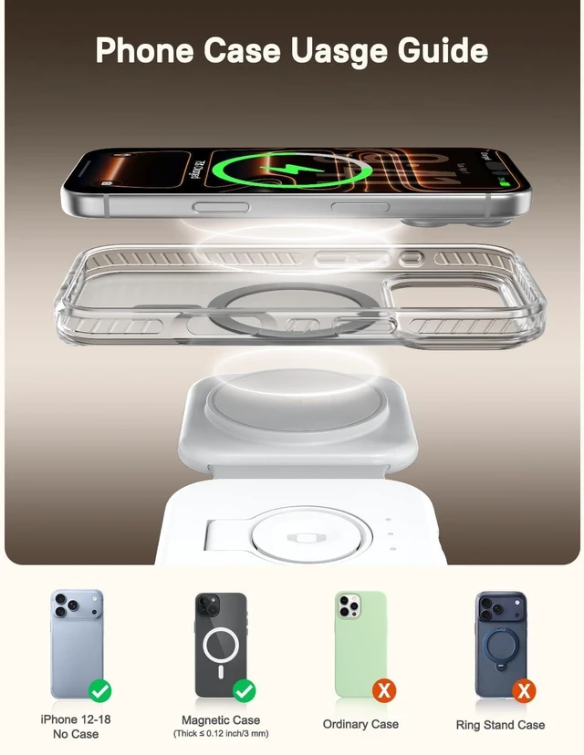 Alt view image 5 of 7 - 15W Magnetic Travel Charging Station 3-in-1 Foldable MagSafe Charger