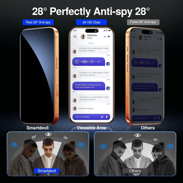 Alt view image 2 of 7 - 2 Pack Privacy Screen Protector for iPhone 17 Pro