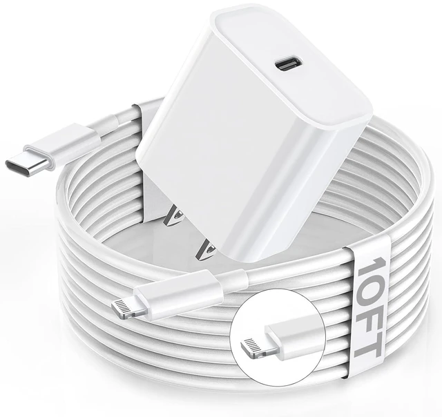 Main image of Fast Charger 10FT Extra Long Fast iPhone Charger Travel Plug Adapter Super Quick Charging USB C Wall Charge Block with 10Foot Lightning Cable Cord for iPhone 14/13/12/11/X/XR/SE2022/iPad