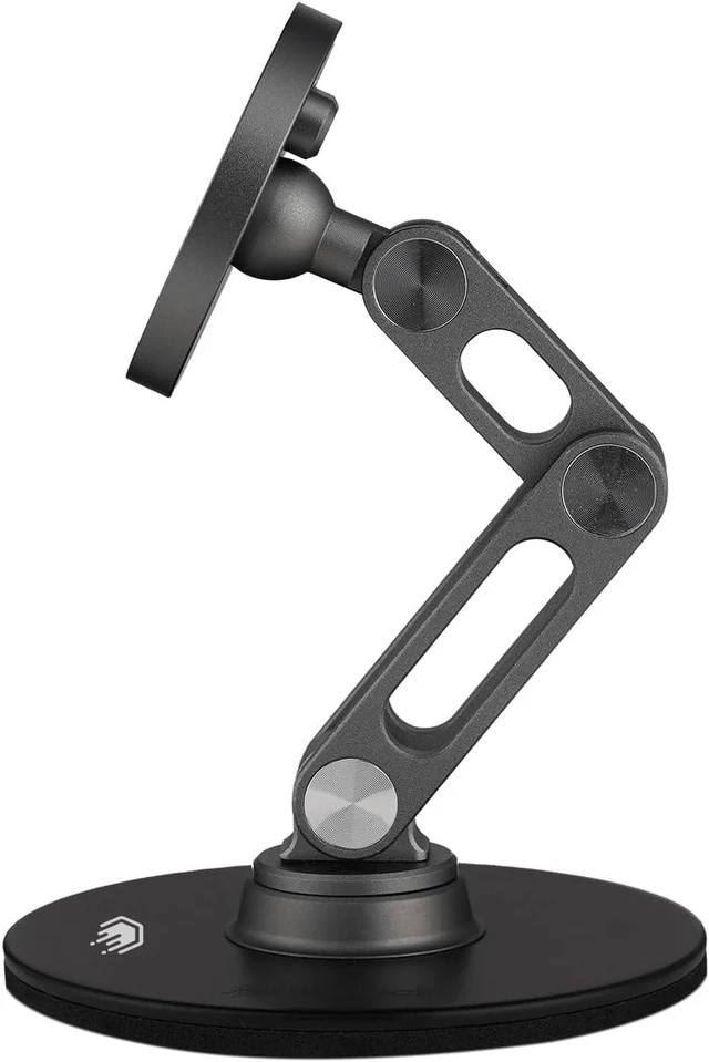 Alt view image 7 of 7 - ClikDock Cell Phone Magnetic Wireless Charger Stand 360° Spin Aluminum Construction Compatible with MagSafe Phones for iPhone & Andriod (Space Grey)