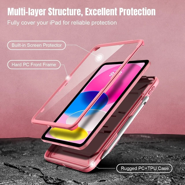 Alt view image 3 of 7 - Rugged Case for iPad A16 11th Gen 11 & 10th Gen 10.9 Melon Pink