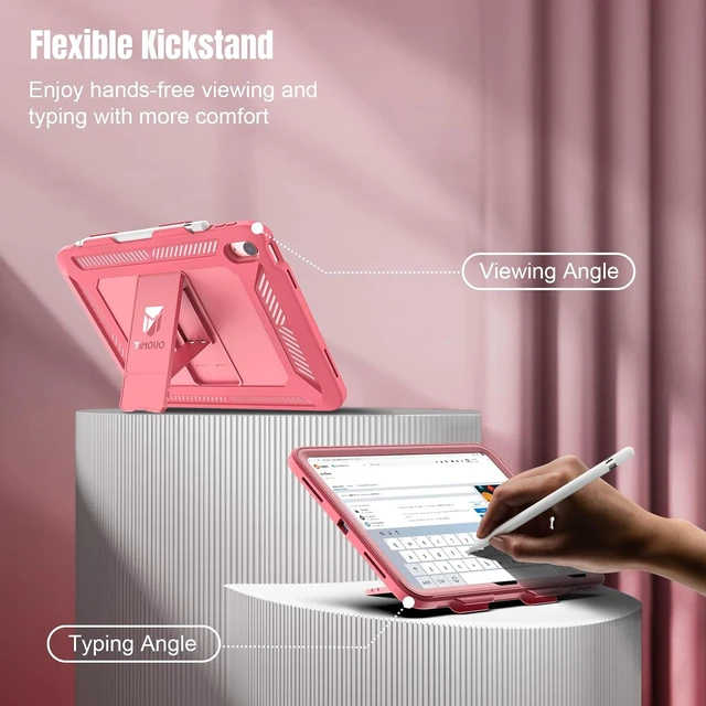 Alt view image 6 of 7 - Rugged Case for iPad A16 11th Gen 11 & 10th Gen 10.9 Melon Pink