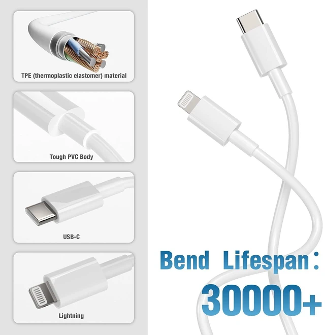 Alt view image 4 of 7 - USB-C to Lightning Cable 2Pack 6FT
