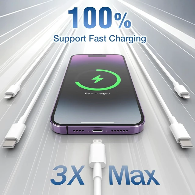 Alt view image 6 of 7 - USB-C to Lightning Cable 2Pack 6FT