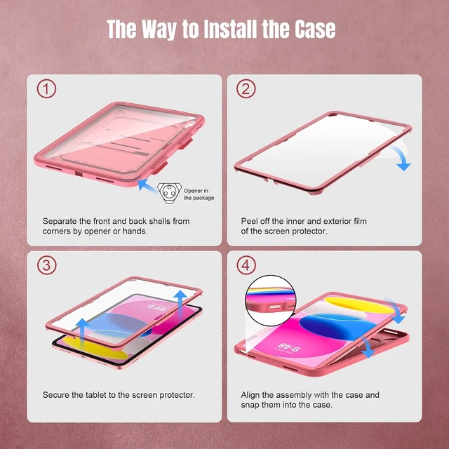 Alt view image 7 of 7 - Rugged Case for iPad A16 11th Gen 11 & 10th Gen 10.9 Melon Pink