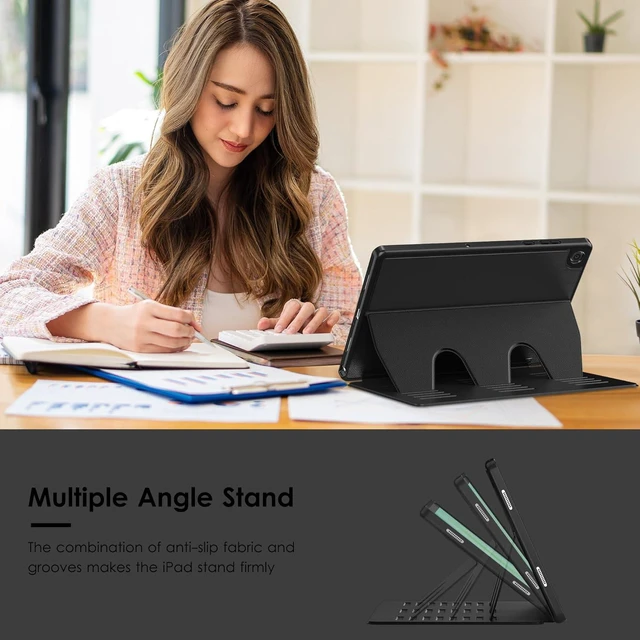 Alt view image 4 of 7 - Case for Galaxy Tab A11+ Plus 11 inch 2026 Model (SM-X230/X236) Multiple Angles Stand Cover Soft Back Pencil Holder and Auto Sleep/Wake Black