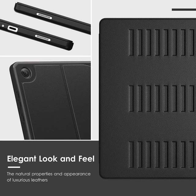 Alt view image 5 of 7 - Case for Galaxy Tab A11+ Plus 11 inch 2026 Model (SM-X230/X236) Multiple Angles Stand Cover Soft Back Pencil Holder and Auto Sleep/Wake Black