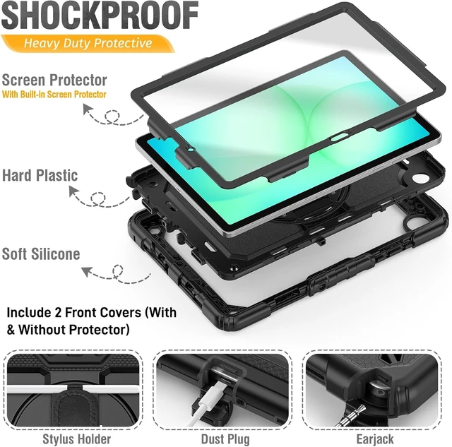 Alt view image 5 of 7 - Case for Galaxy Tab A11+ Plus /A9+ 11 Inch Protective with Screen Protector/Hand Strap/Pen Holder Shockproof A11 Plus Tablet Case 5G SM-X230 SM-X236 SM-X238U - Black