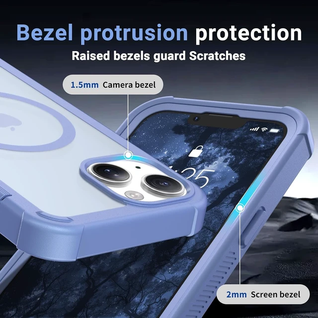 Alt view image 6 of 7 - Magnetic for iPhone 14 Case Heavy Duty Protection Blue Purple