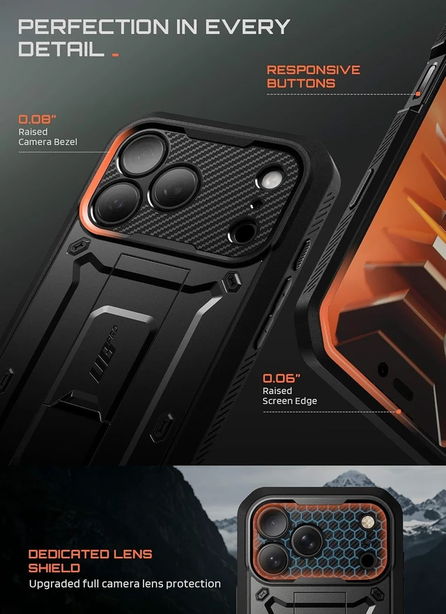 Alt view image 7 of 7 - for iPhone 18 Pro Case / 17 Pro Case with Belt Clip Black