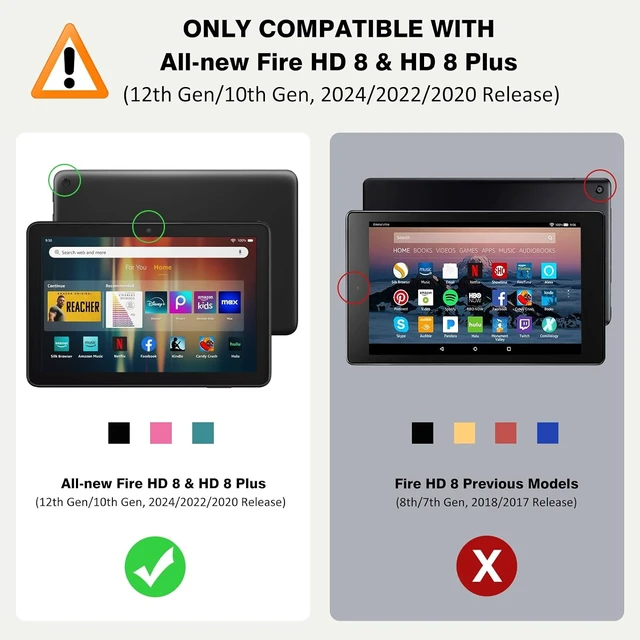 Alt view image 2 of 7 - Case Fits Kindle Fire HD 8 & 8 Plus Tablet 8 Black
