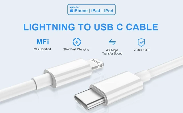 Alt view image 5 of 7 - USB C to Lightning Cable Compatible iPhone 14/13/12/11 Lightning Devices